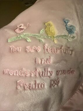 Burlington Pink Small Blanket - you are Fearfully & Wonderfully Made Psalm 139
